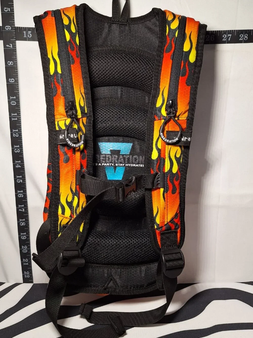 Vibedration Hydration Backpack w/o bladder, Flames pattern, Used